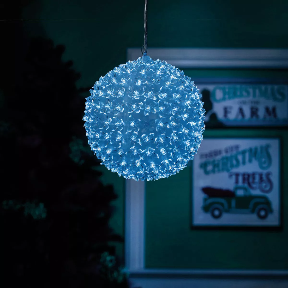 Alpine 8 In. Twinkling Blue LED Sphere Christmas Ornament - photo 2