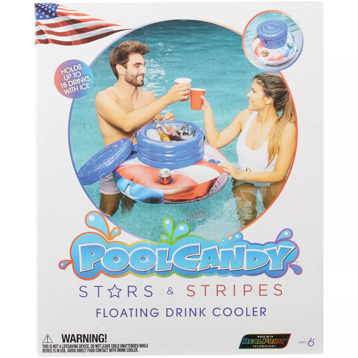 PoolCandy Stars & Stripes 18-Can/Bottle Floating Drink Cooler - photo 2