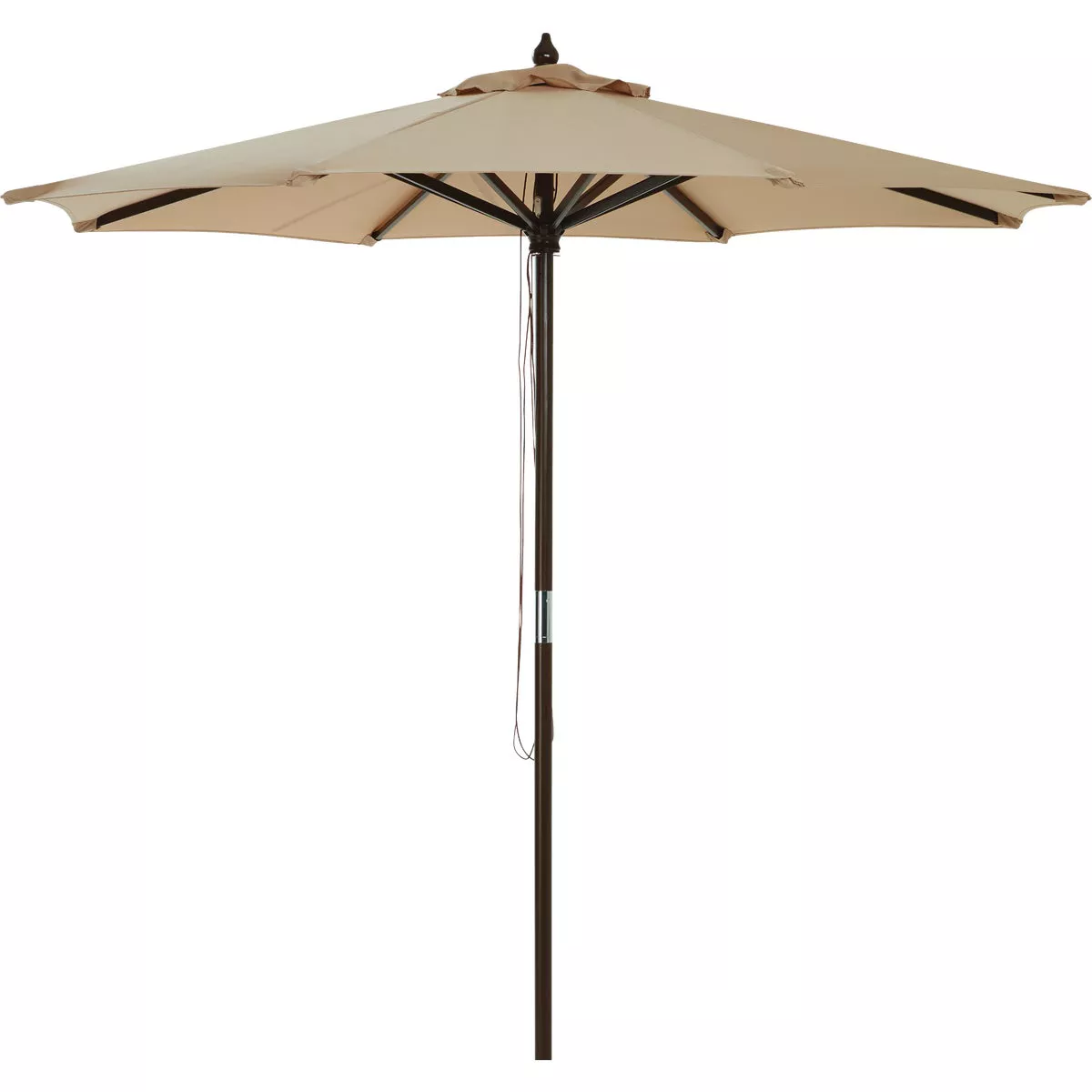 Outdoor Expressions 7.5 Ft. Pulley Tan Market Patio Umbrella with Chrome Plated Hardware