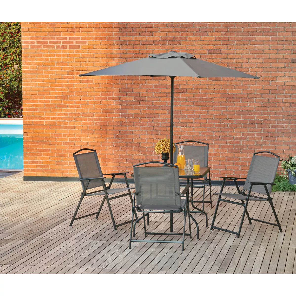 Outdoor Expressions 6-Piece Sling Dining Set with Umbrella - photo 9