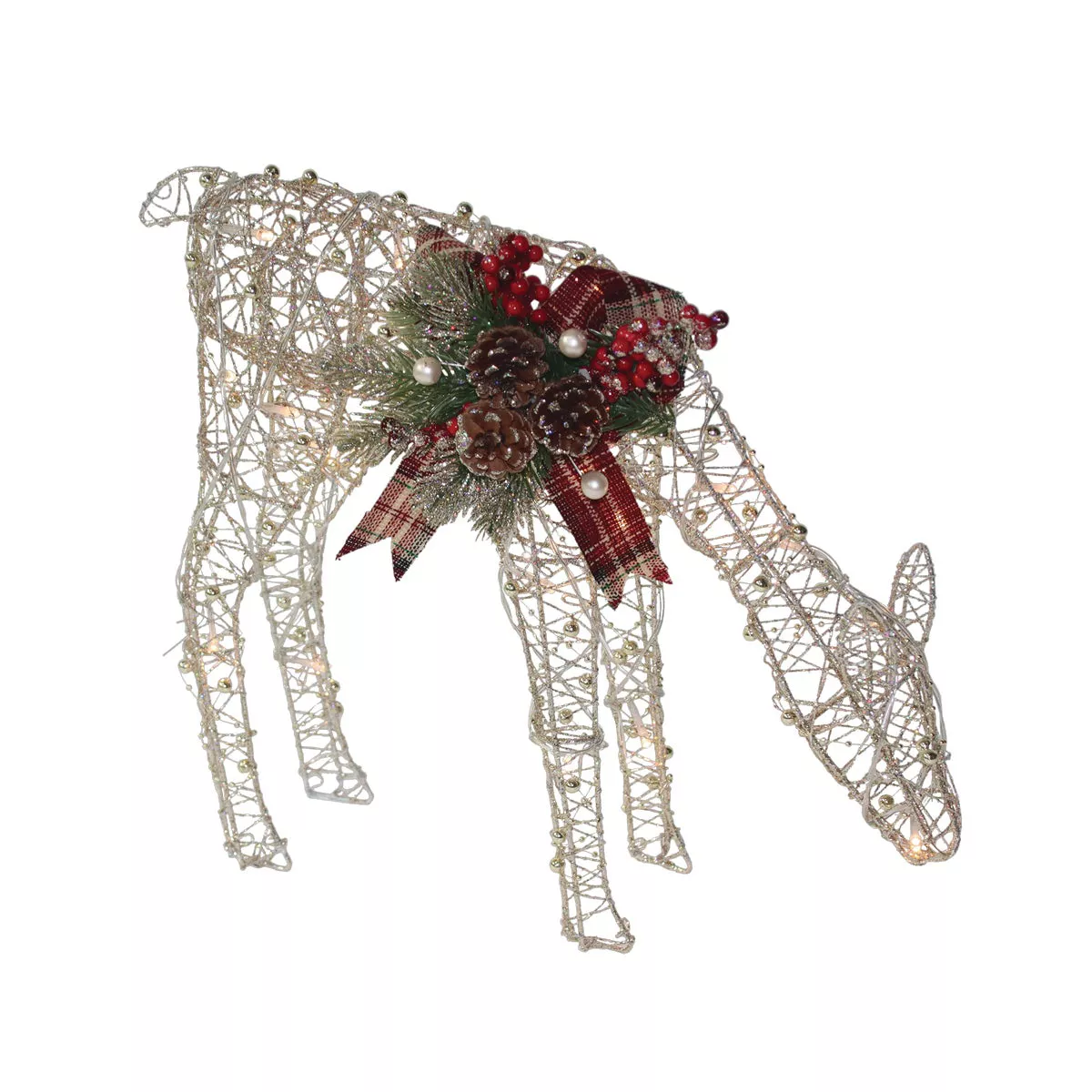 Alpine 14 In. Warm White LED Gold Wire Grazing Doe Lighted Decoration