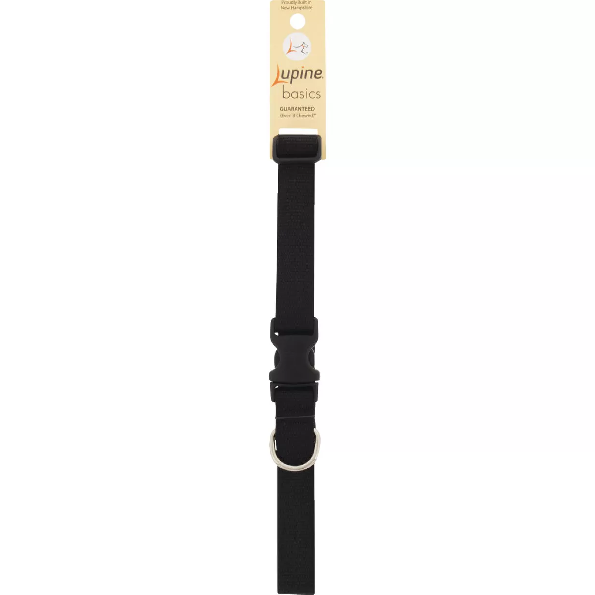 Lupine 1 In. Traditional Solid Black 16 to 28in. Adjustable Large Dog Collar