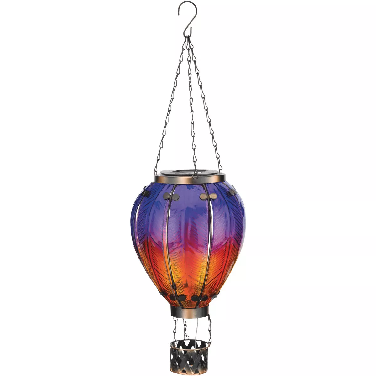 Regal Art & Gift 23 In. Metal & Glass LED Hot Air Balloon Solar Lantern