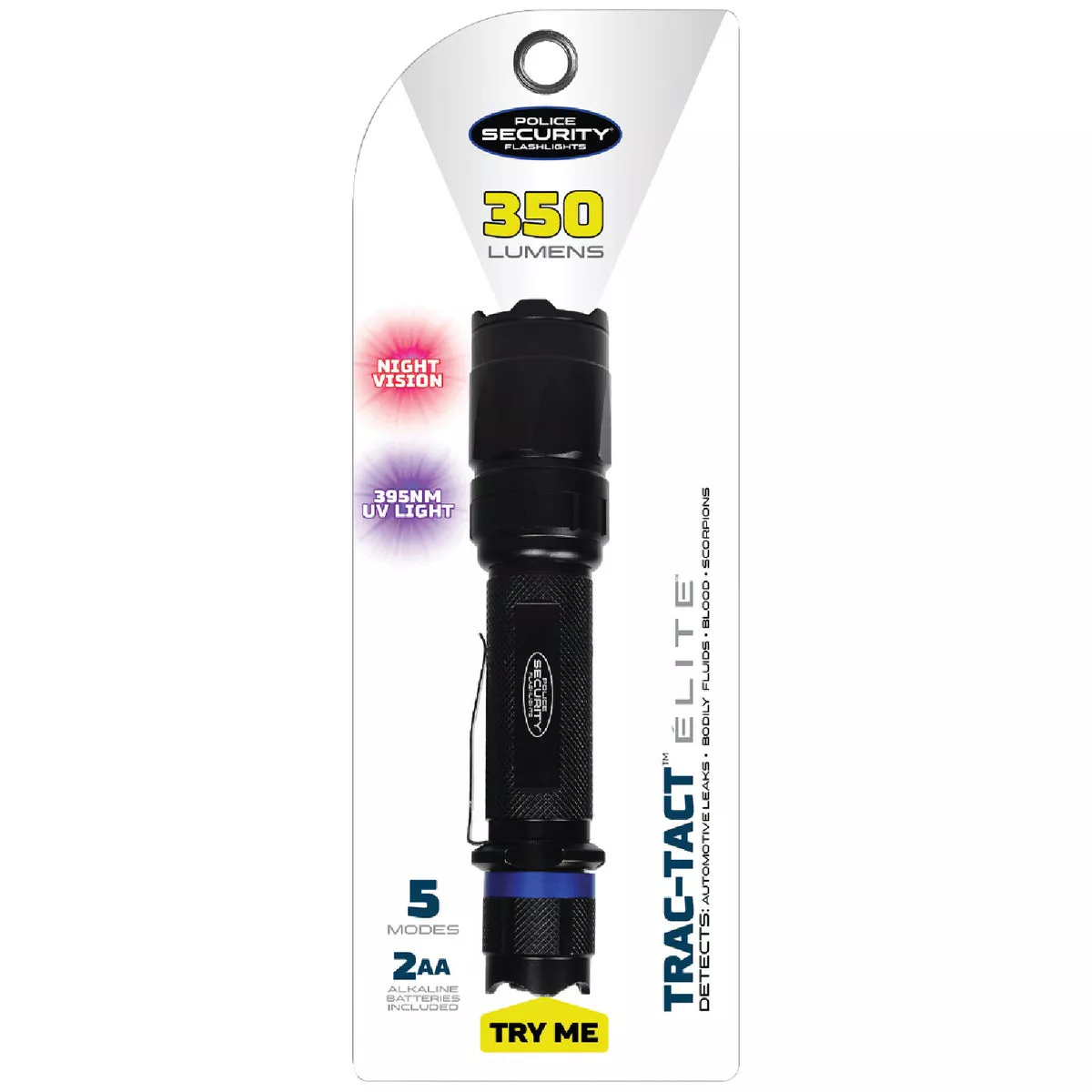 Police Security Trac-Tact 2AA 350 Lm. Tactical LED Flashlight with UV & Red LED Modes - photo 3