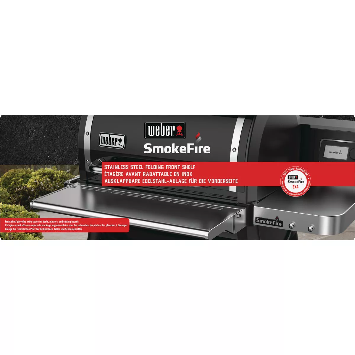 Weber SmokeFire EX4 Front Folding 28.66 In. W. x 4.29 In. L. Stainless Steel Grill Shelf - photo 2