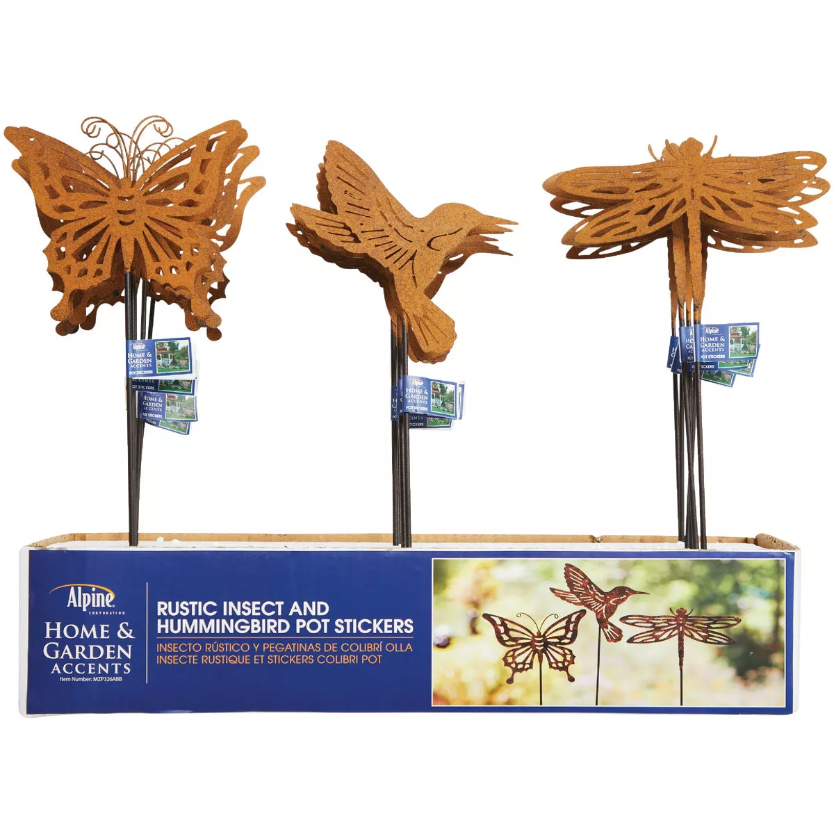 Alpine 15 In. H. Rustic Metal Insect & Hummingbird Pot Stake - photo 2