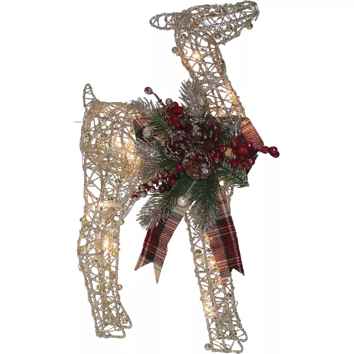 Alpine 24 In. Warm White Gold Wire Standing Fawn Lighted Decoration