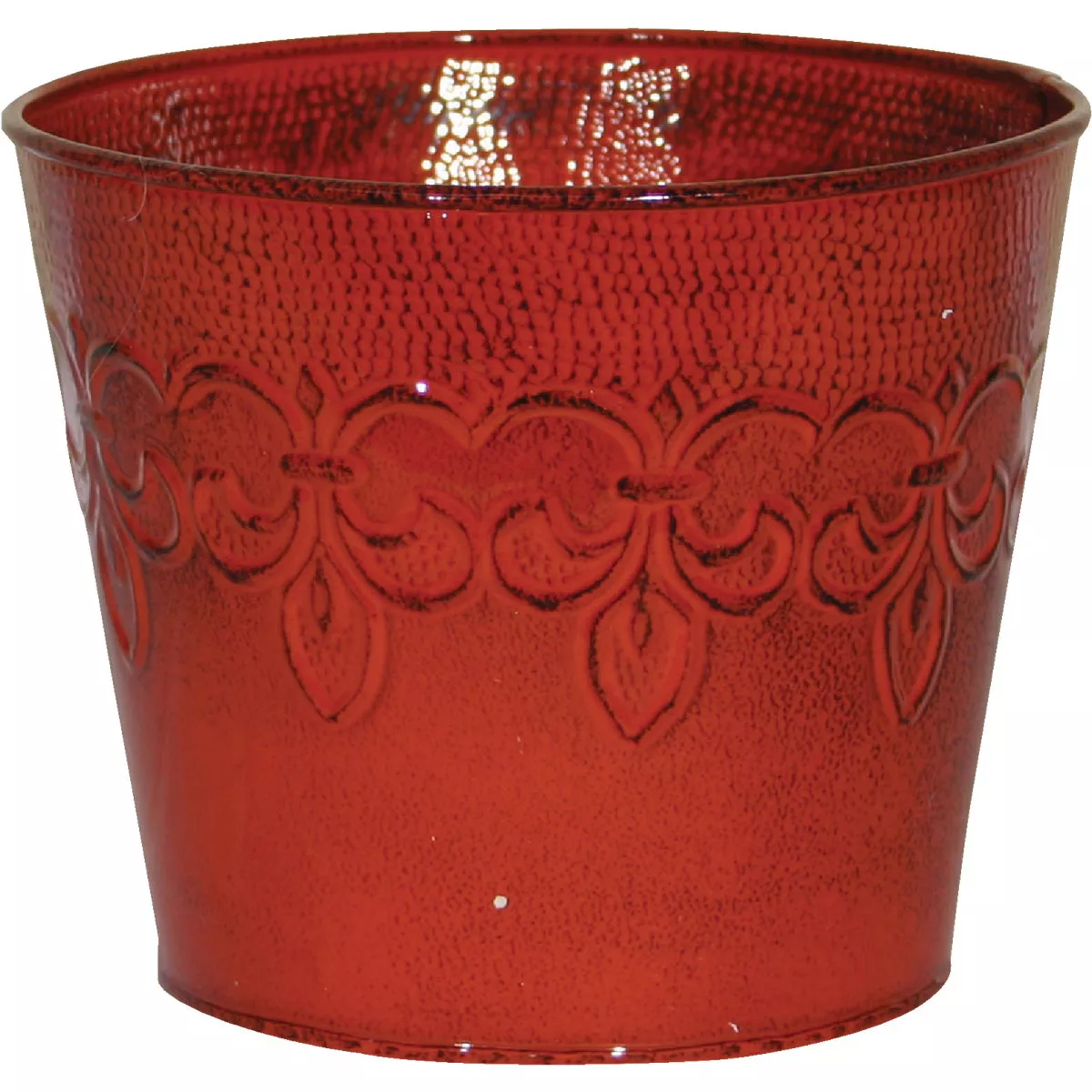 Robert Allen Fleur De Lis 8 In. Metal Cayenne Red Planter