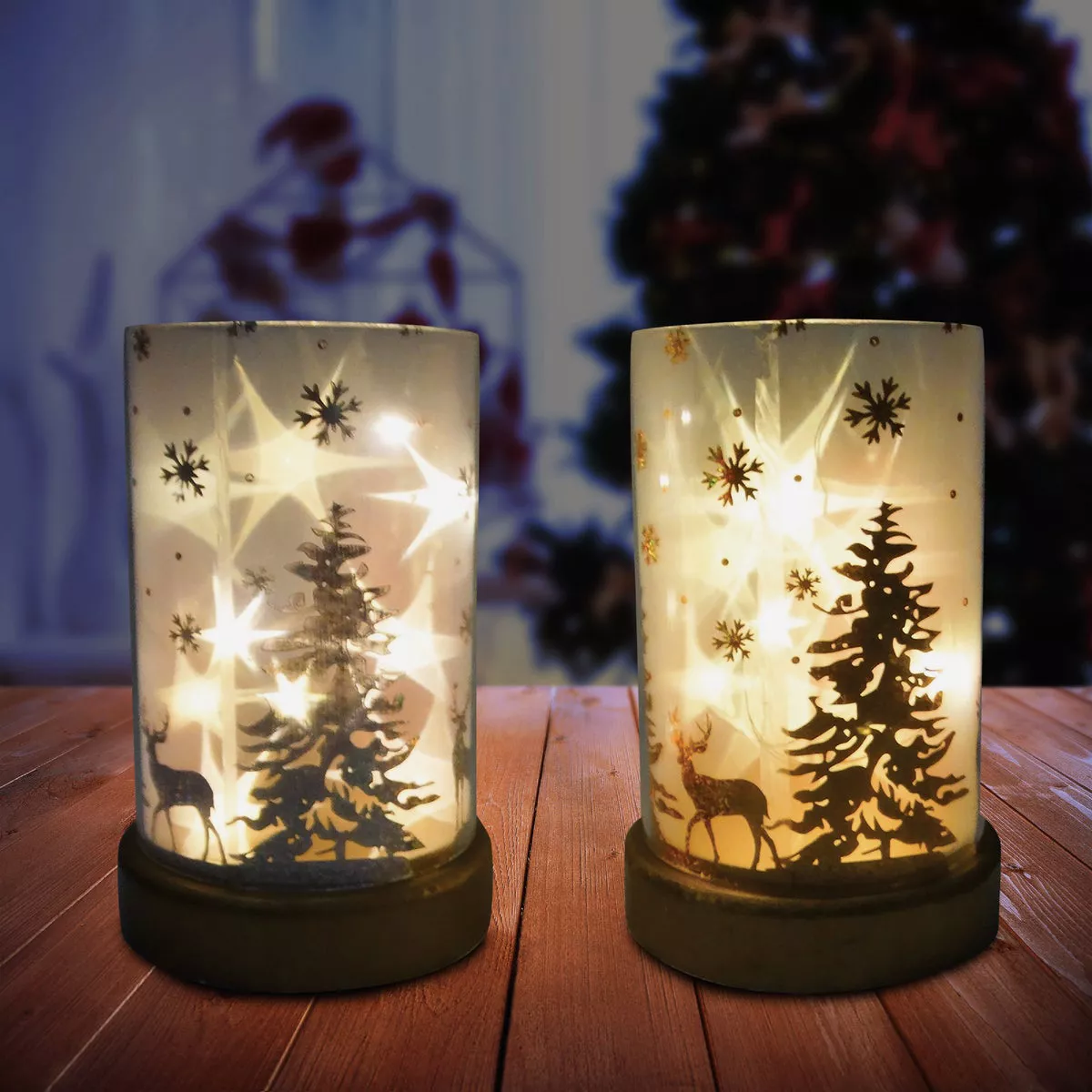 Alpine 4 In. W. x 7 In. H. x 4 In. L. Silver or Gold Lantern with LED String Lights Holiday Decoration - photo 3