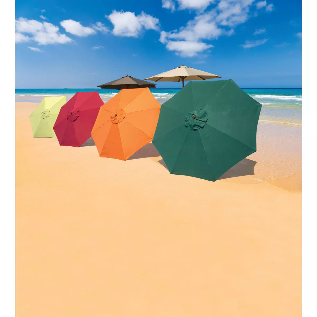 Outdoor Expressions 9 Ft. Pulley Green Market Patio Umbrella with Brass Plated Hardware - photo 8