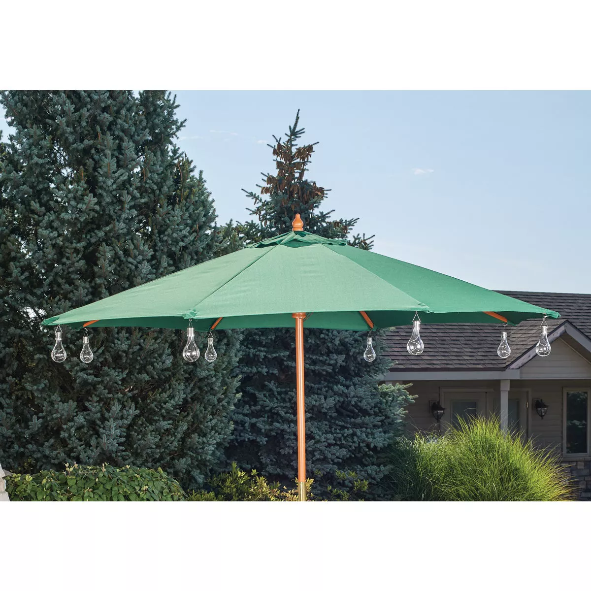 Outdoor Expressions 9 Ft. Pulley Green Market Patio Umbrella with Brass  Plated Hardware | True Value Hardware