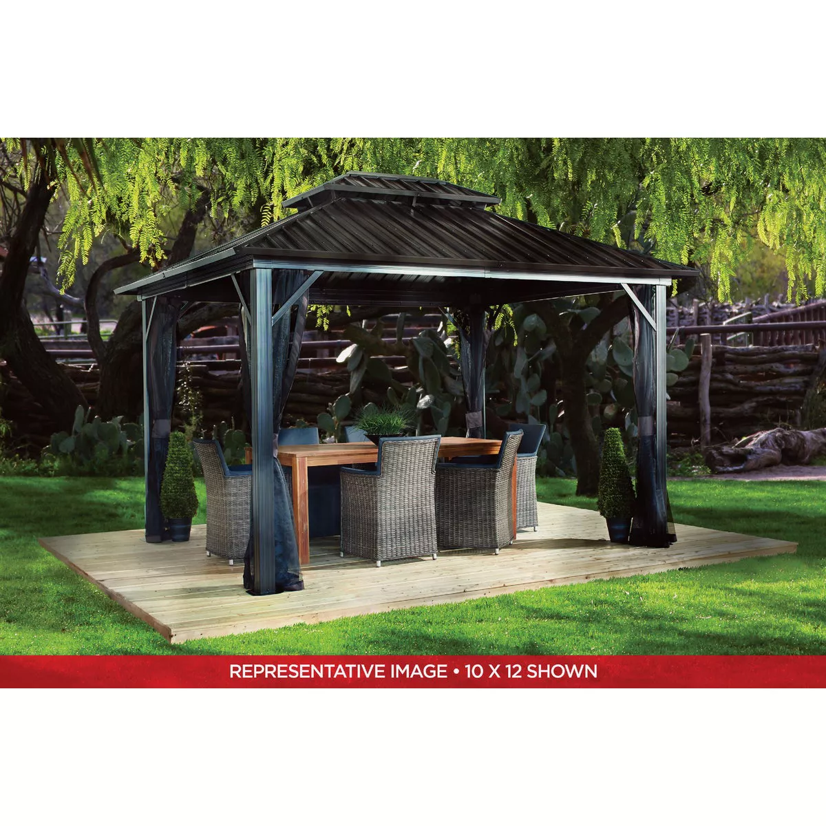 Sojag Genova II 12 Ft. x 12 Ft. Brown Powder Coated Aluminum Double-Roof Gazebo - photo 2