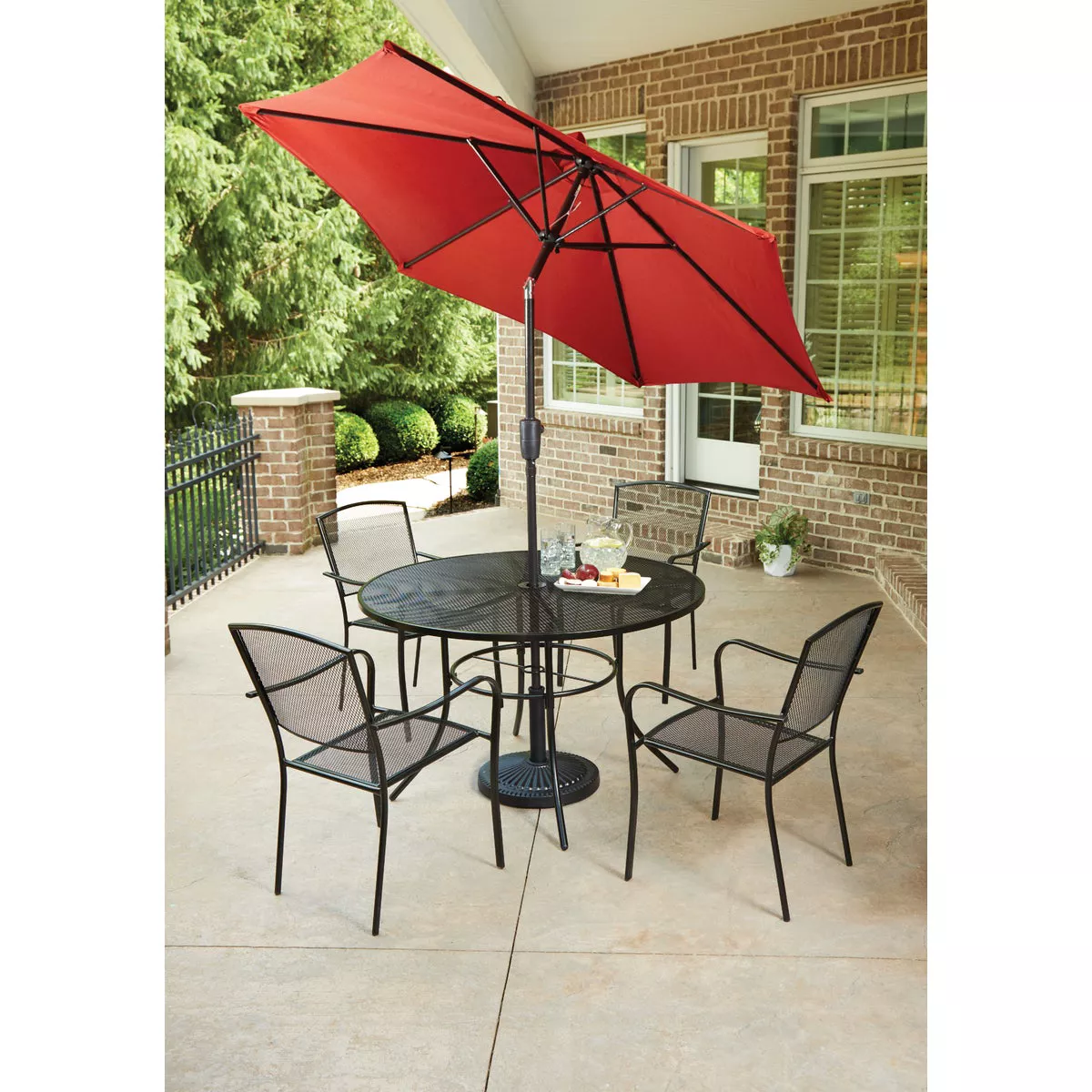 Outdoor Expressions 48 In. Round Black Metal Mesh Steel Table - photo 5