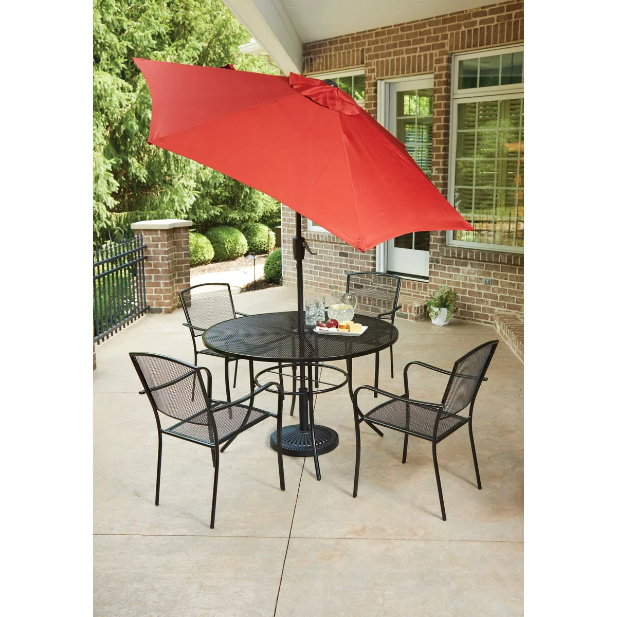 Outdoor Expressions 48 In. Round Black Metal Mesh Steel Table - photo 6