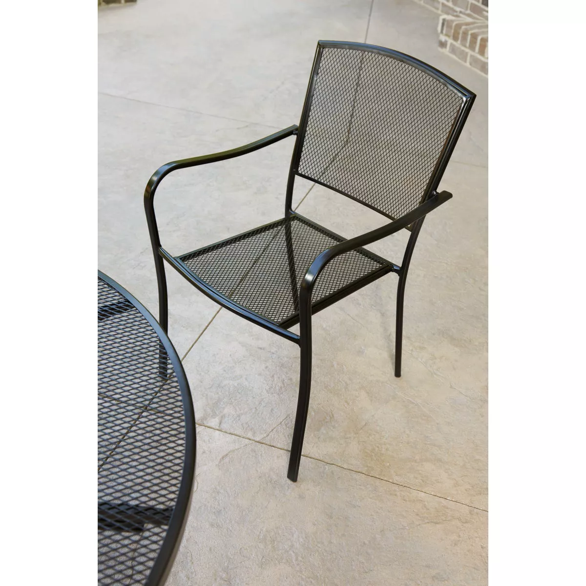 Outdoor Expressions 48 In. Round Black Metal Mesh Steel Table - photo 8