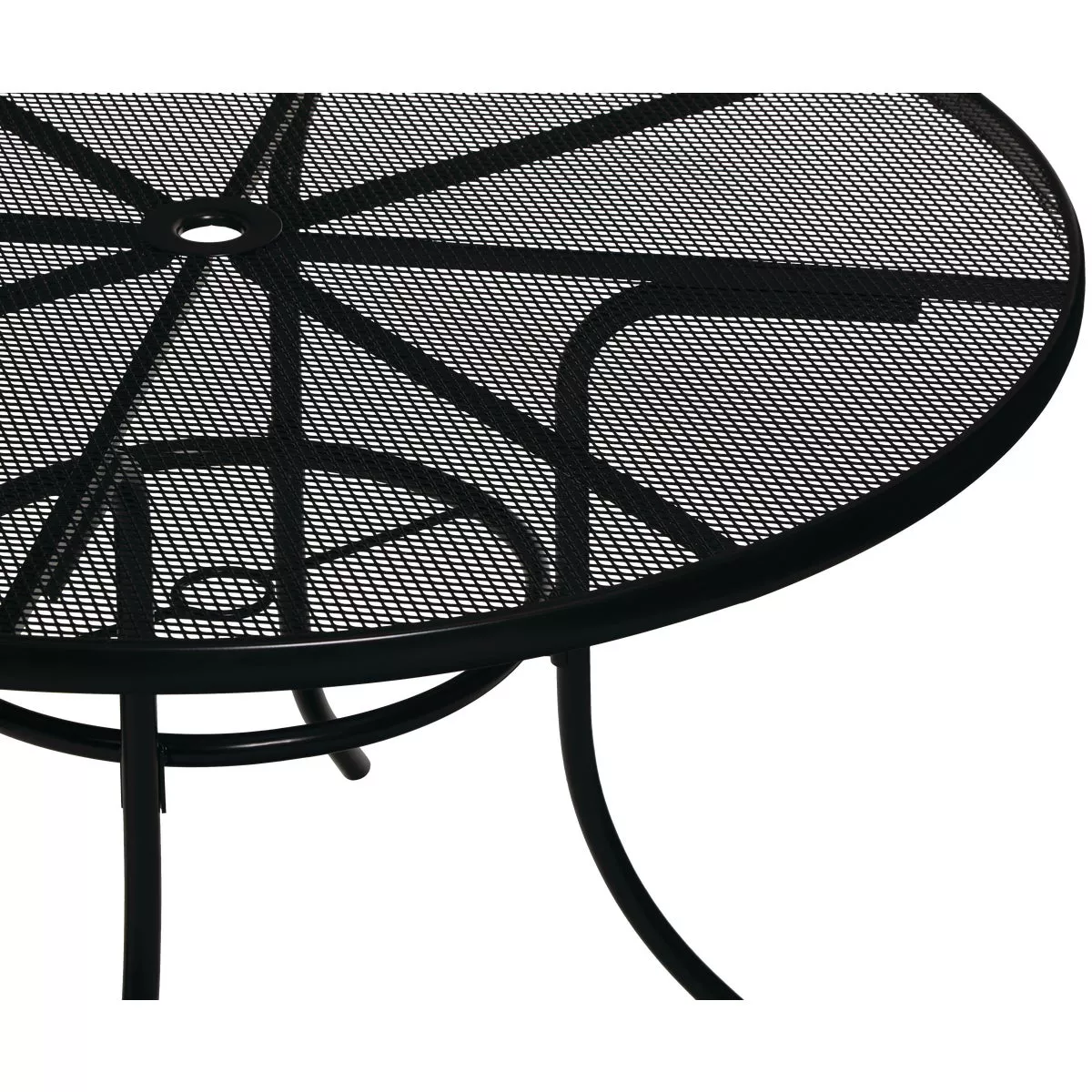 Outdoor Expressions 48 In. Round Black Metal Mesh Steel Table - photo 3