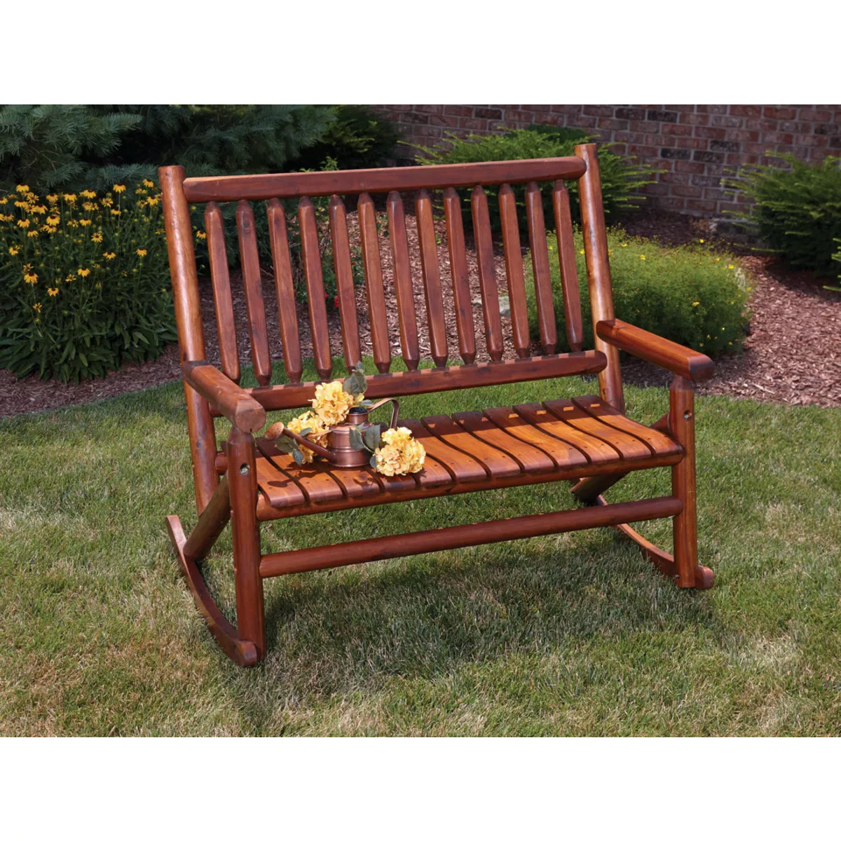 Leigh Country Amber-Log Stained Amber Acacia Wood Double Porch Rocker - photo 2