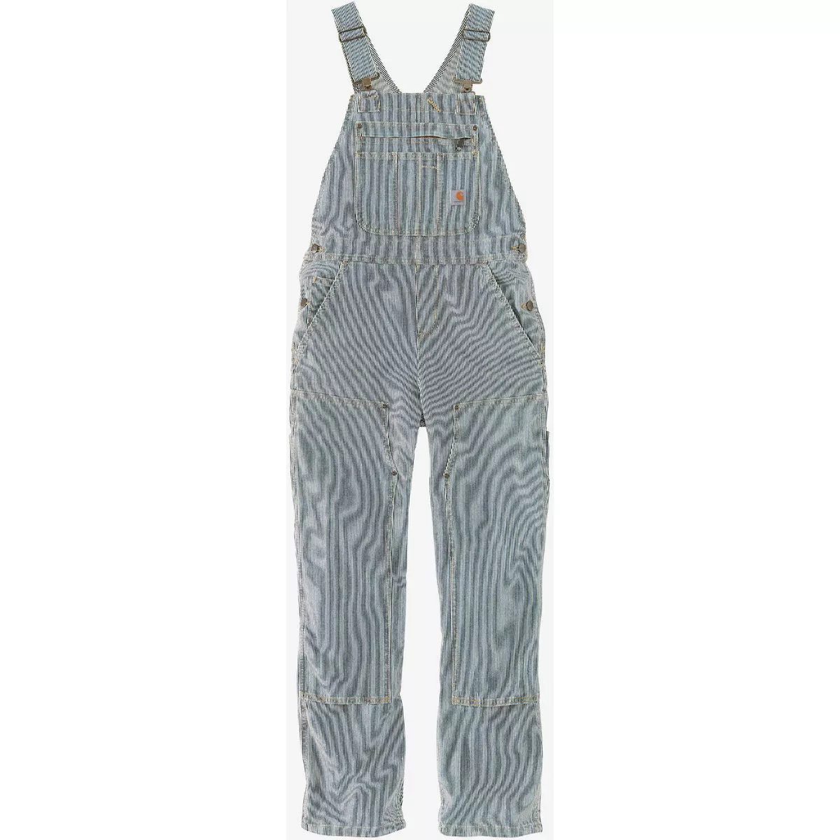 Carhartt Rugged Flex Women's Large Regular Denim Railroad Stripe Bib Overalls, Relaxed Fit