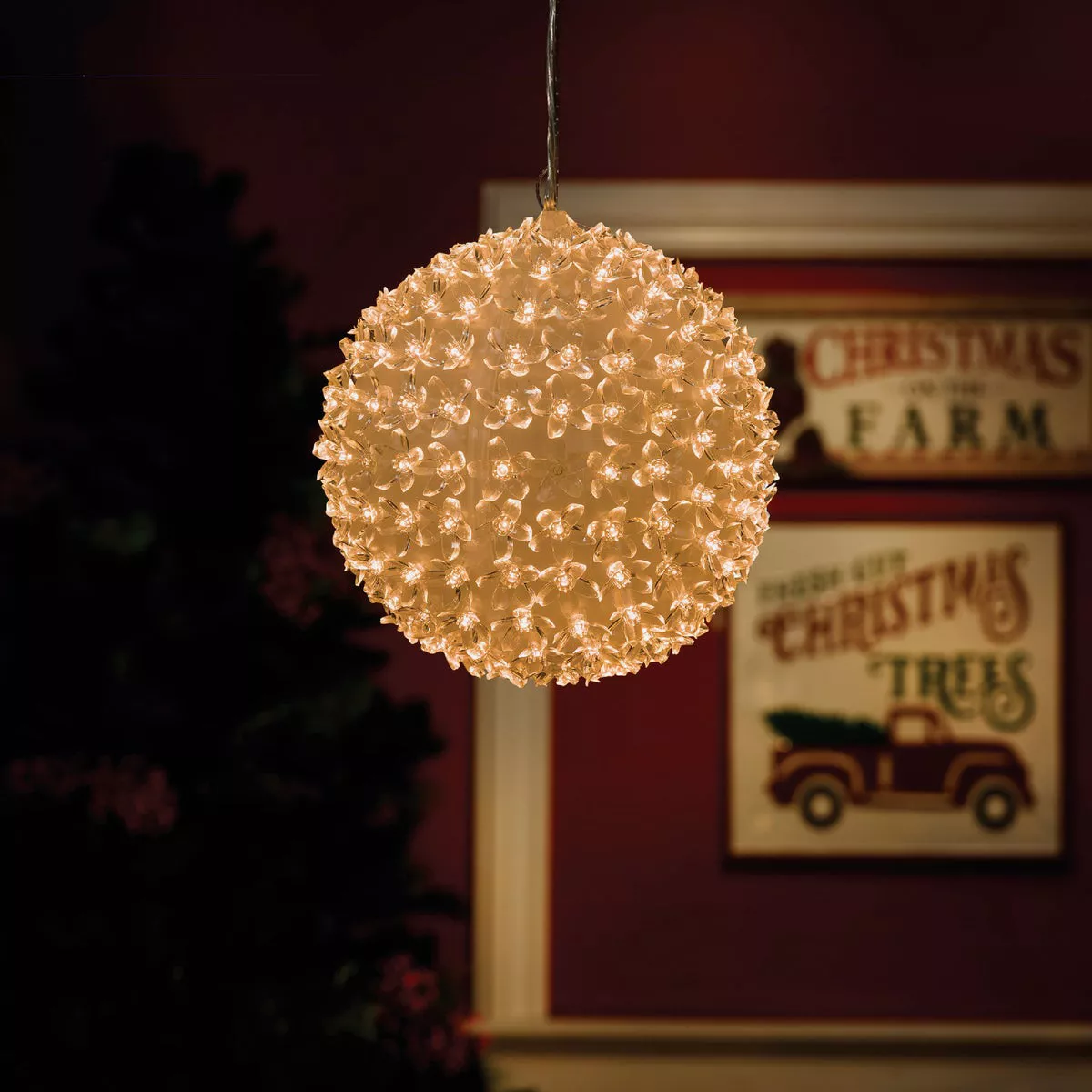 Alpine 8 In. Twinkling Warm White LED Sphere Christmas Ornament - photo 2