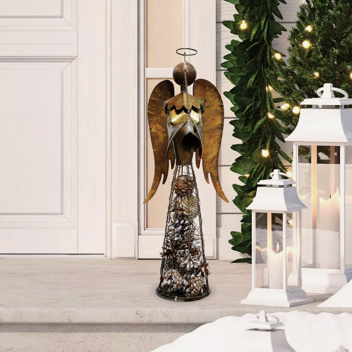 Alpine 9 In. W. x 18 In. H. x 6 In. L. Rustic Pinecone Angel Holiday Decoration - photo 2