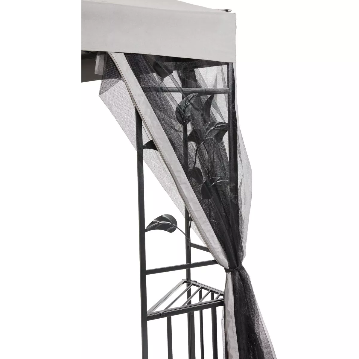 Outdoor Expressions 13 Ft. x 13 Ft. Gray & Black Steel Gazebo with Sides - photo 11