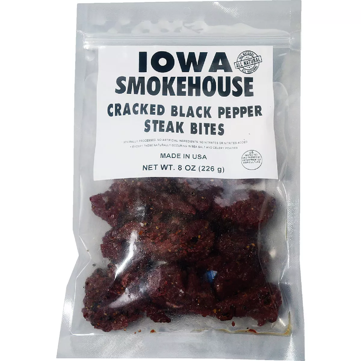 Iowa Smokehouse 8 Oz. Cracked Black Pepper Steak Bites Jerky