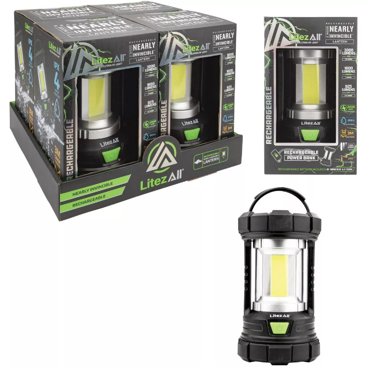 LitezAll Nearly Invincible COB LED 3000 Lm. Lantern