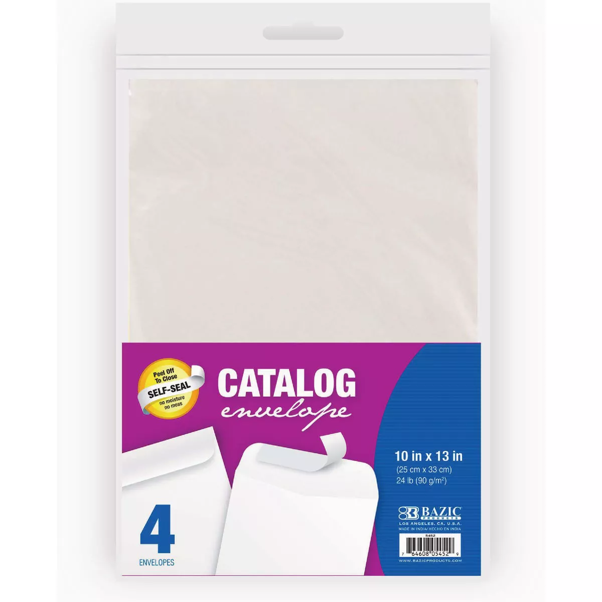 Bazic Products 10 In. x 13 In. Self-Seal White Catalog Envelope (4-Pack)