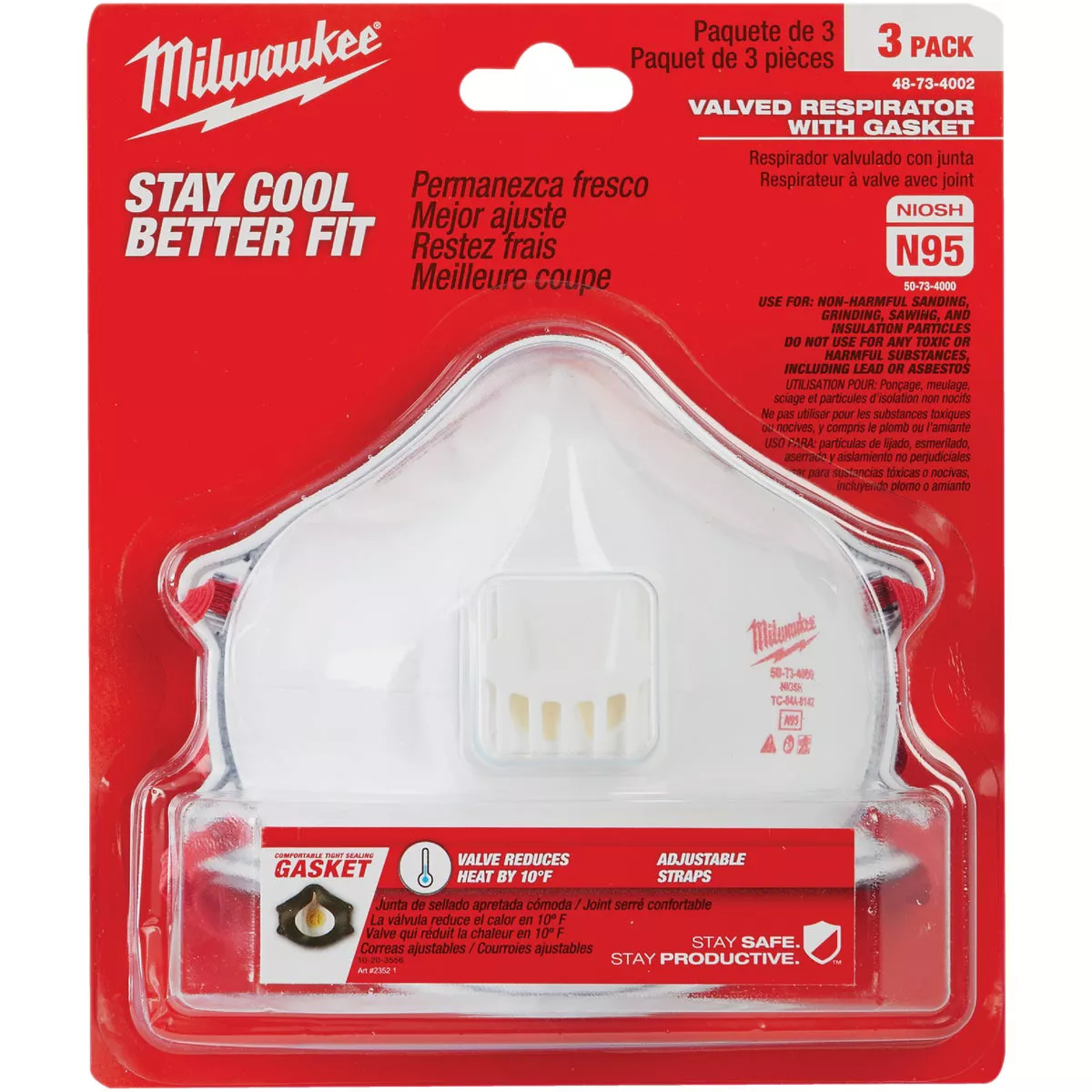 Milwaukee Disposable N95 Valved Respirator with Gasket (3-Pack) - photo 2