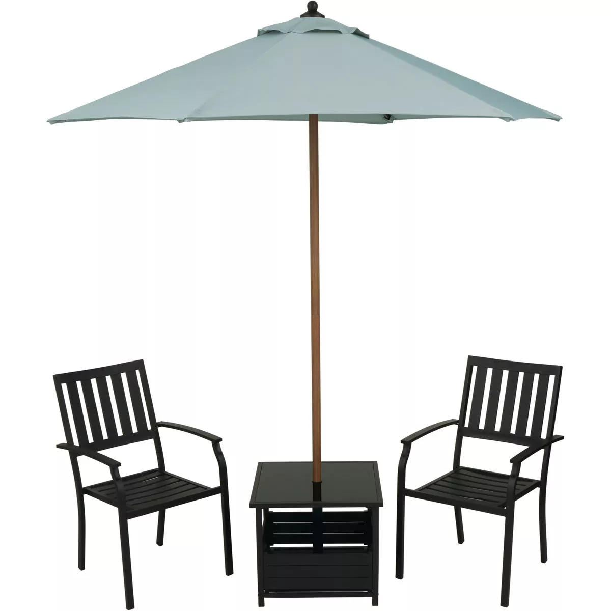 Outdoor Expressions Slate 3-Piece Chat Set with Umbrella