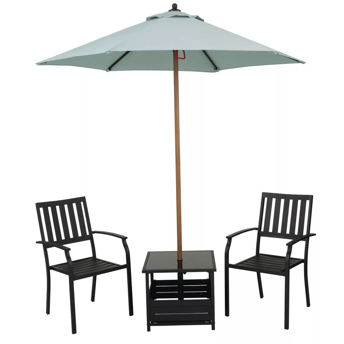 Outdoor Expressions Slate 3-Piece Chat Set with Umbrella - photo 5