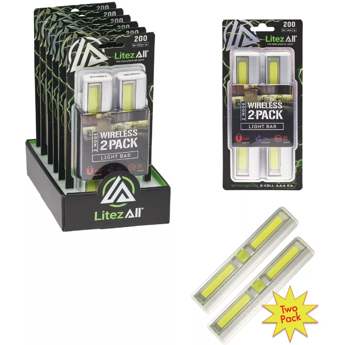 LitezAll COB LED Wireless Light Bar (2-Pack)