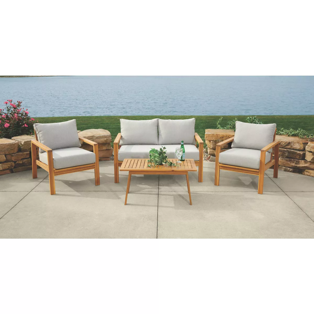 Outdoor Expressions Sutton 4-Piece Acacia Wood Chat Set - photo 2