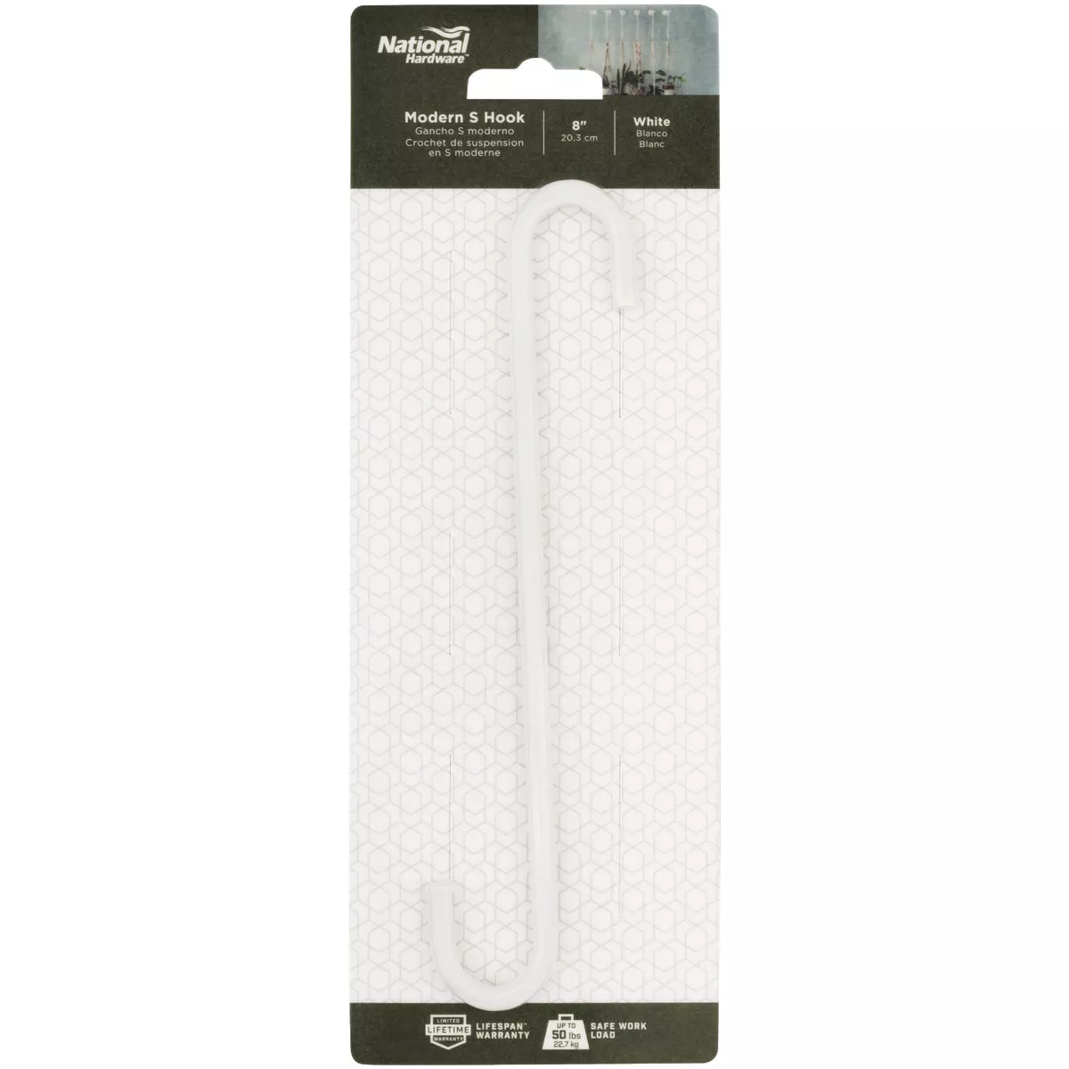 National Hardware 8 In. White Steel Modern Large S-Hook Plant Hanger - photo 3