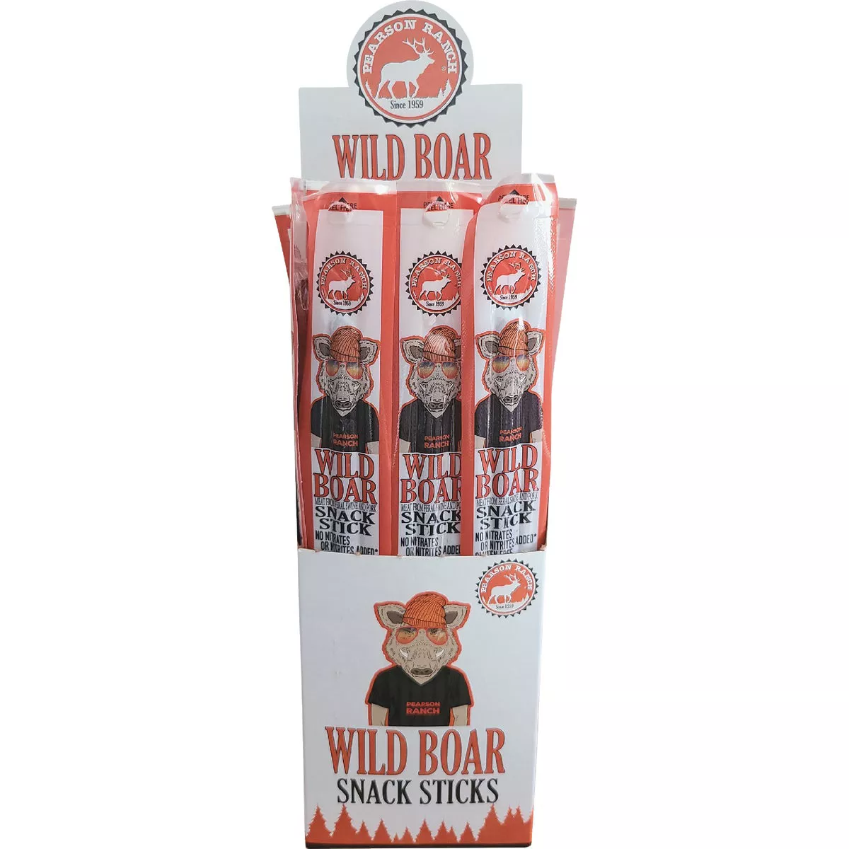 Pearson Ranch Jerky 1 Oz. Wild Boar Snack Sticks Jerky Display (24 Sticks)