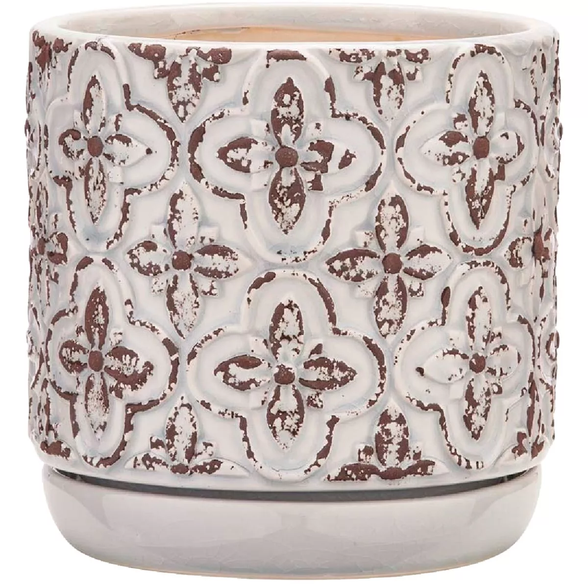 Southern Patio French Rustic 8 In. Ceramic White Planter