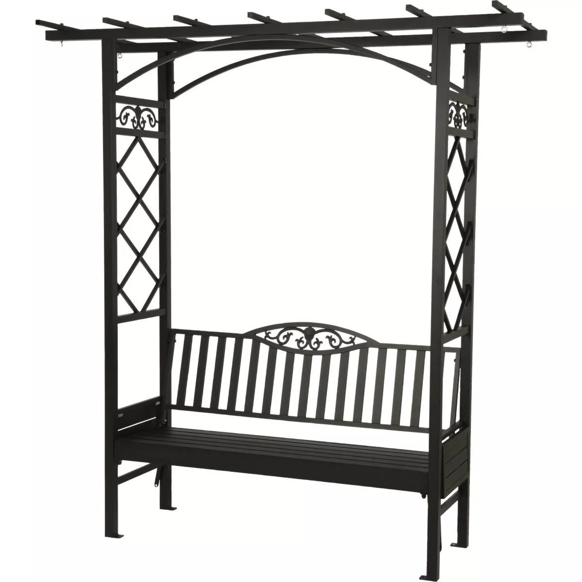 Decoris Garden Furniture Barolo 6 Ft. L. Black Aluminum Bench with Folding Side Tables - photo 2