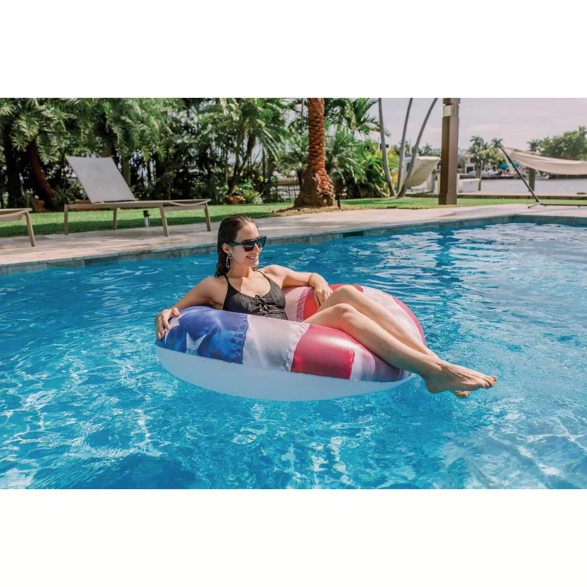PoolCandy Stars & Stripes Ride-On Tube Pool Float - photo 5
