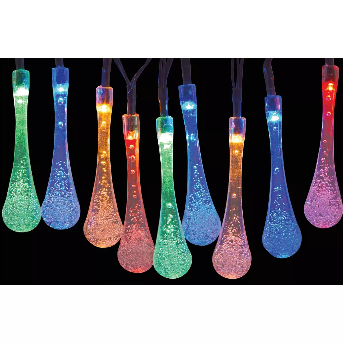 Alpine 12 Ft. 20 Multi-Color LED Waterdrop Solar Outdoor Patio String Lights (2-Pack) - photo 6