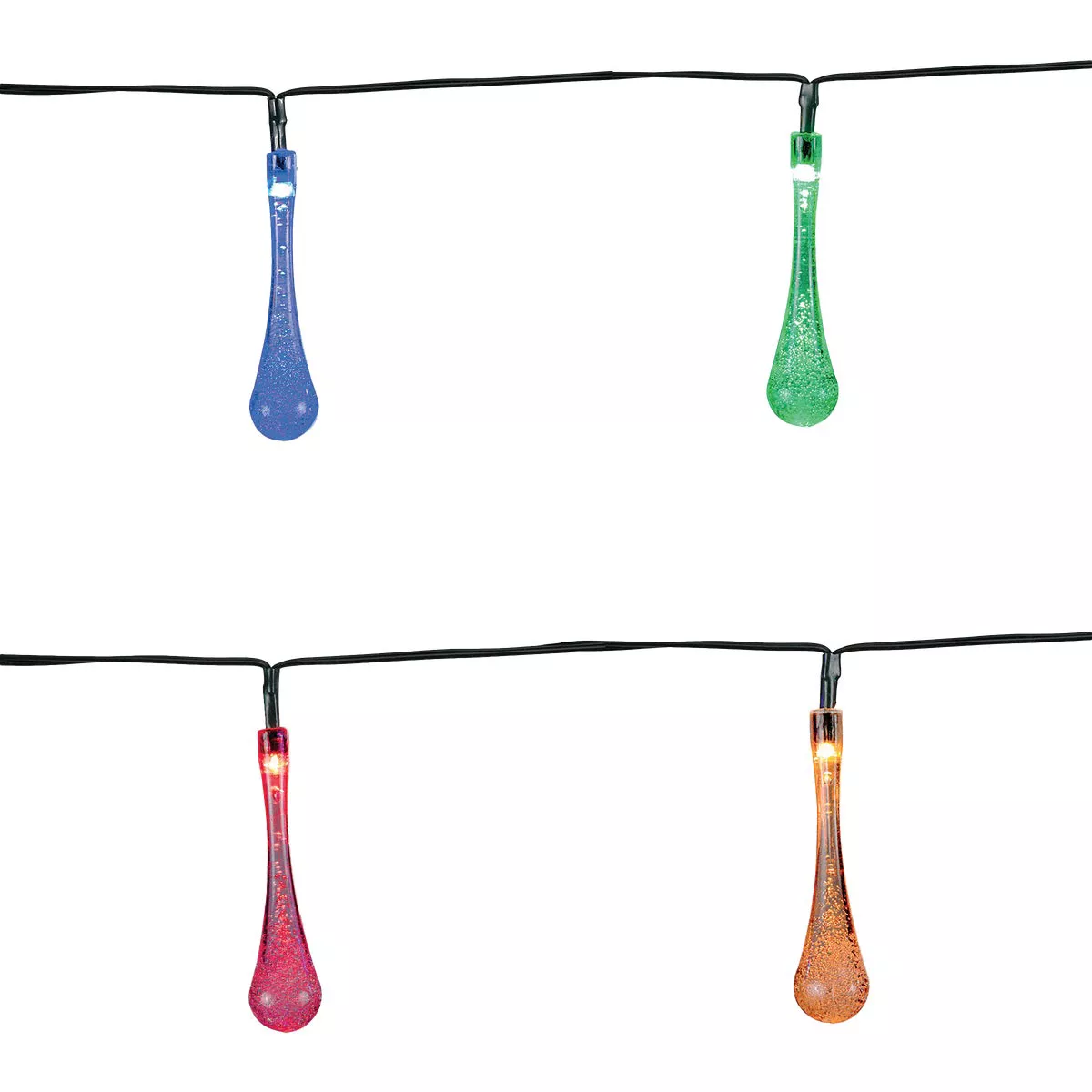 Alpine 12 Ft. 20 Multi-Color LED Waterdrop Solar Outdoor Patio String Lights (2-Pack) - photo 4