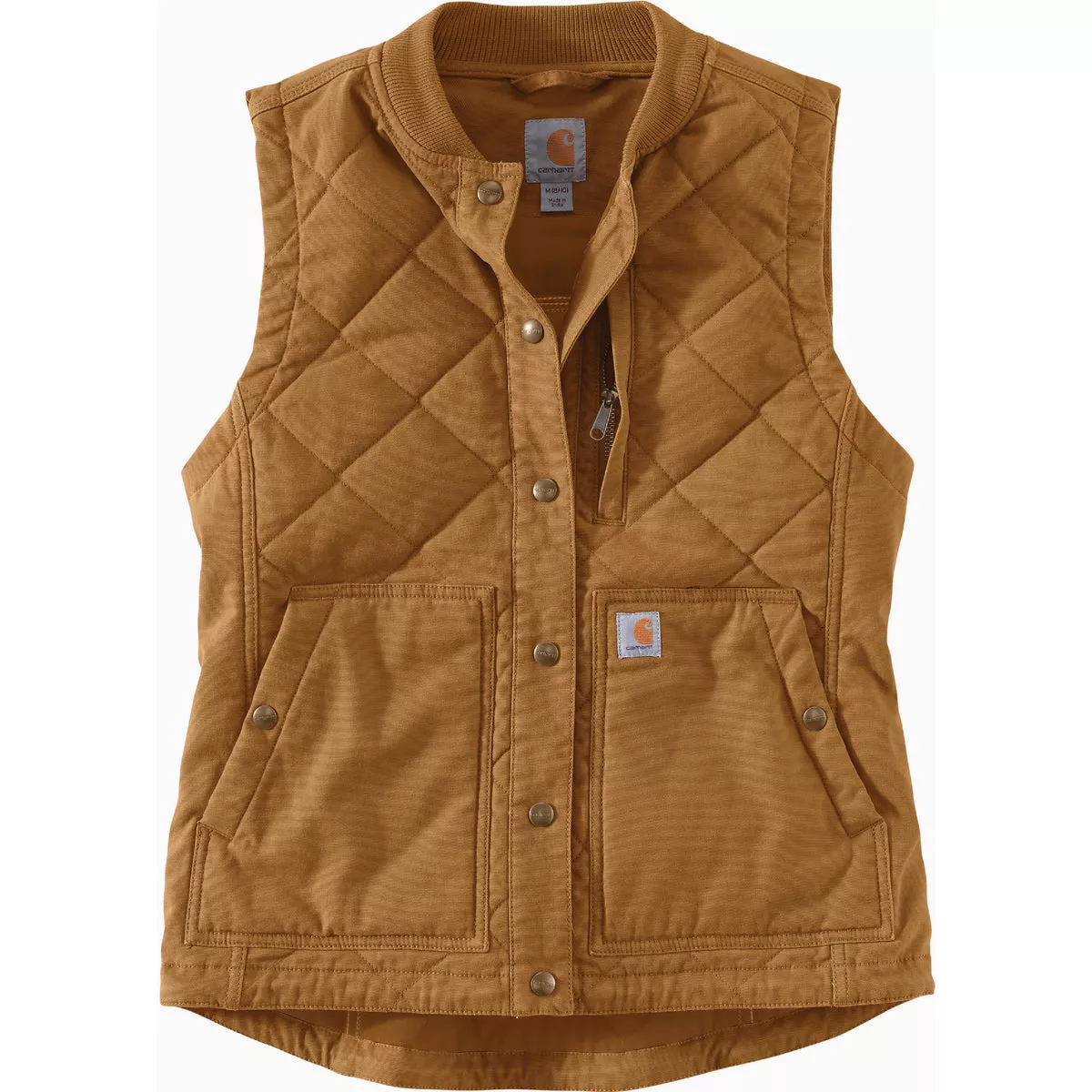 Carhartt Rugged Flex Women's Medium Regular Brown Canvas Insulated Rib Collar Vest, Relaxed Fit