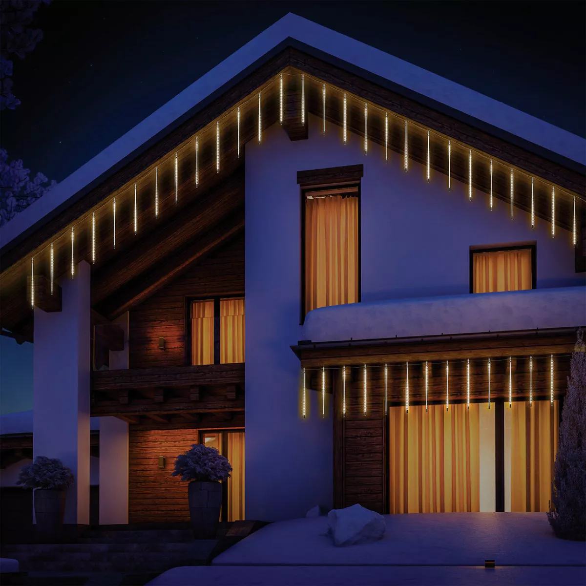 Alpine Warm White 540-Bulb Chasing LED Hanging Icicle Light Set - photo 2