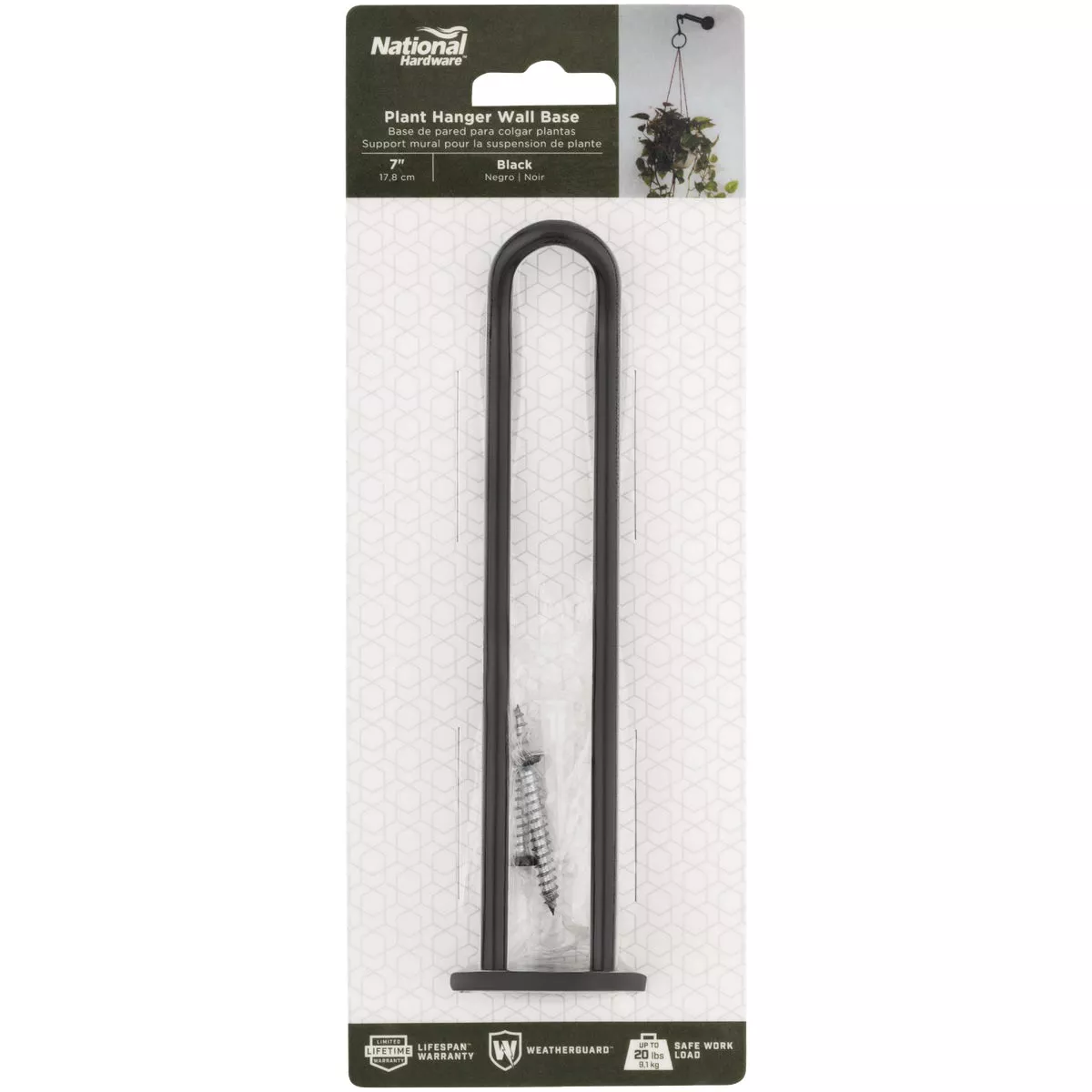 National Hardware 7 In. Black Steel Wall Base Plant Hanger - photo 2