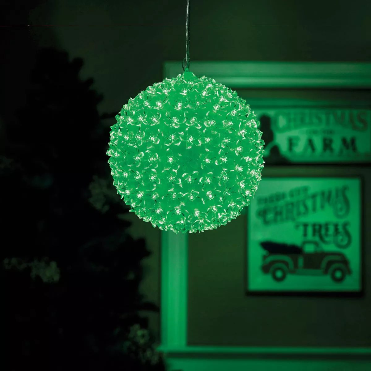 Alpine 8 In. Green & Red LED Sphere Christmas Ornament - photo 4