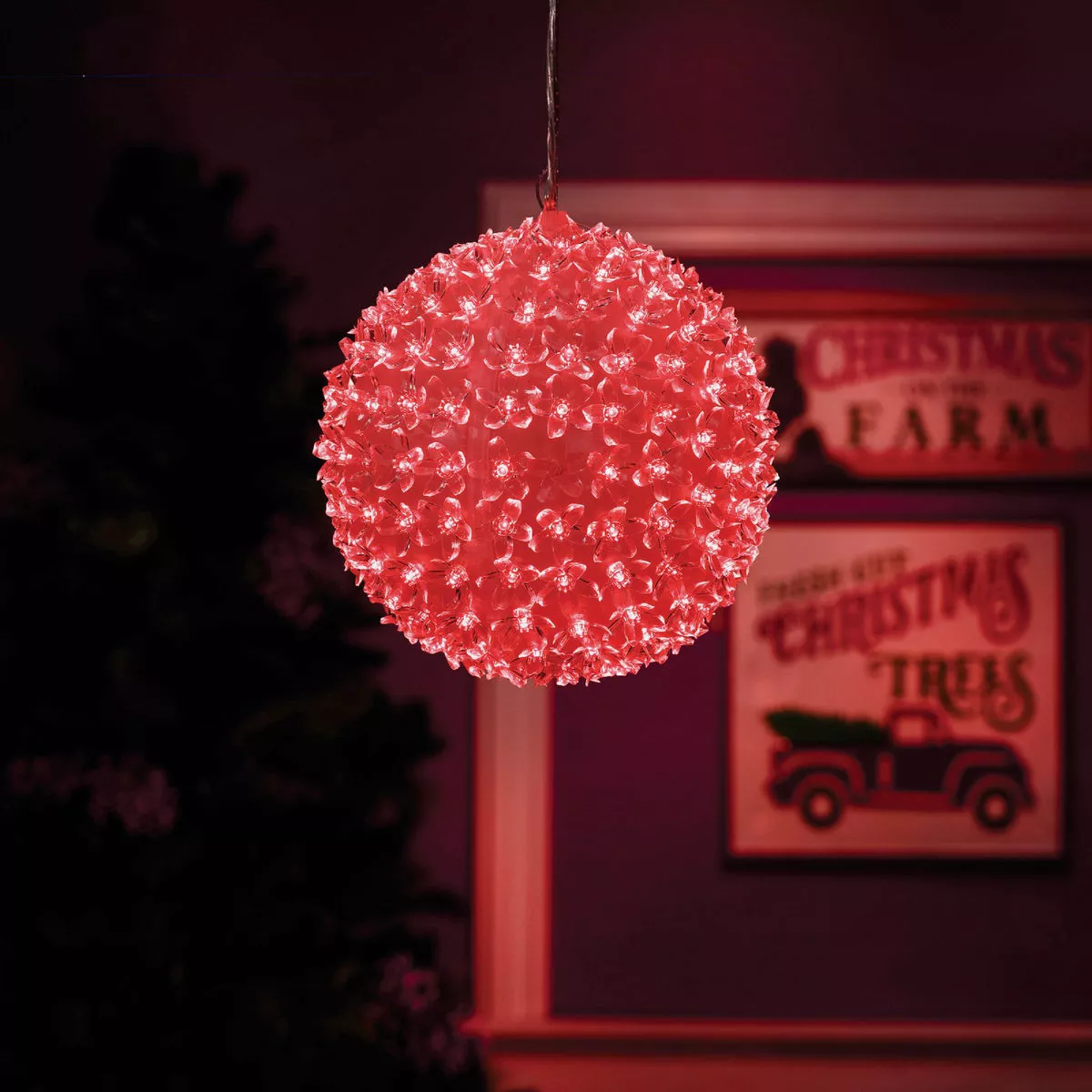 Alpine 8 In. Green & Red LED Sphere Christmas Ornament - photo 5