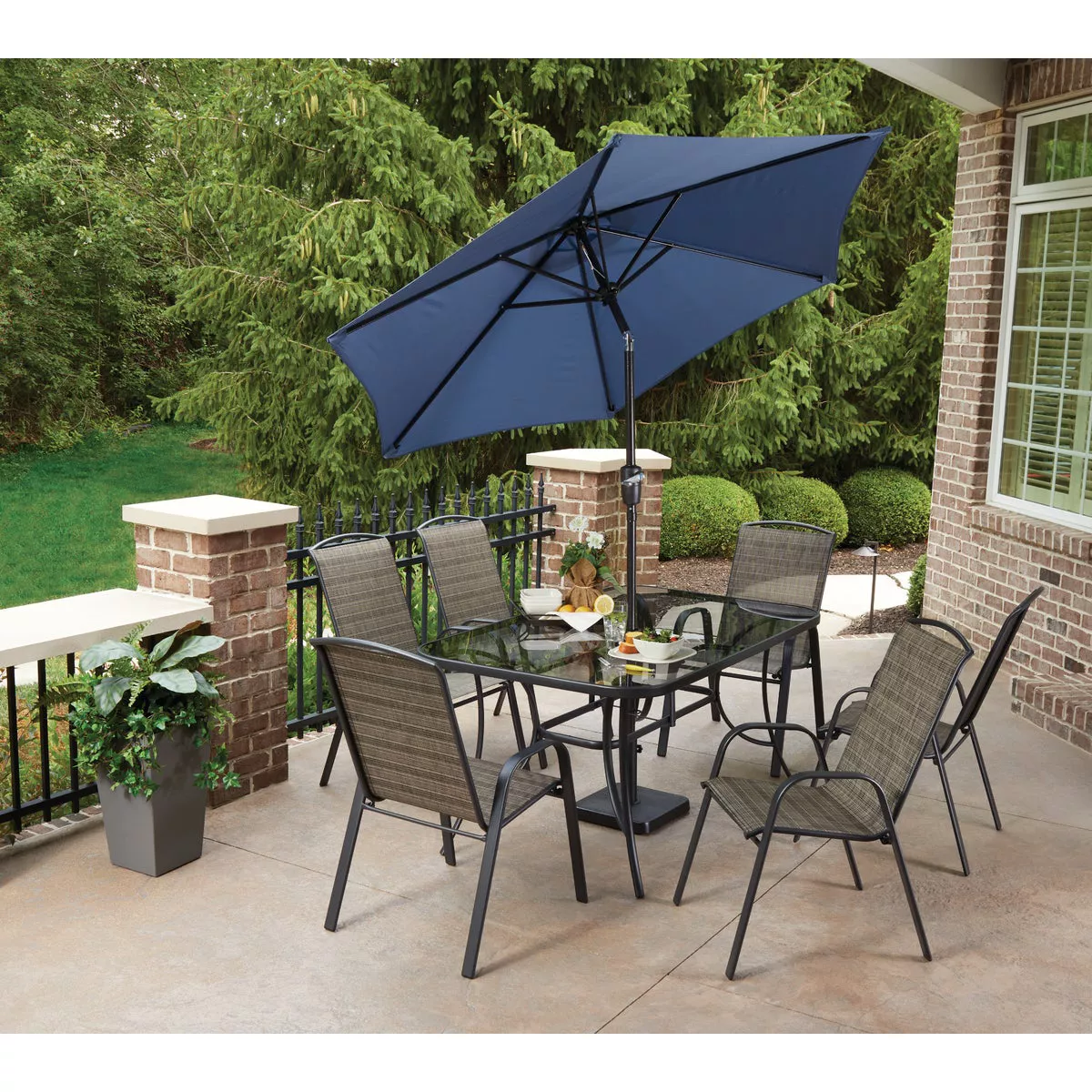 Outdoor Expressions Windsor Collection Black Steel Sling Stacking Chair - photo 6