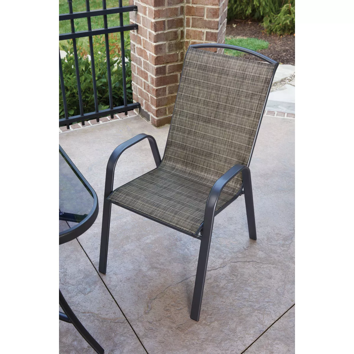 Outdoor Expressions Windsor Collection Black Steel Sling Stacking Chair - photo 7