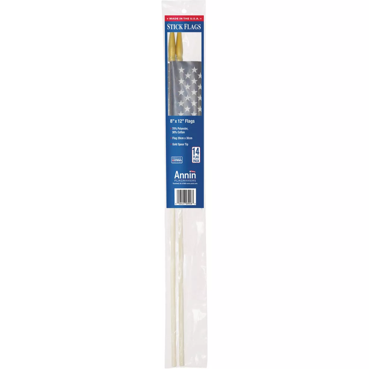 Annin 8 In. x 12 In. Polycotton Stick American Flag (2-Count)