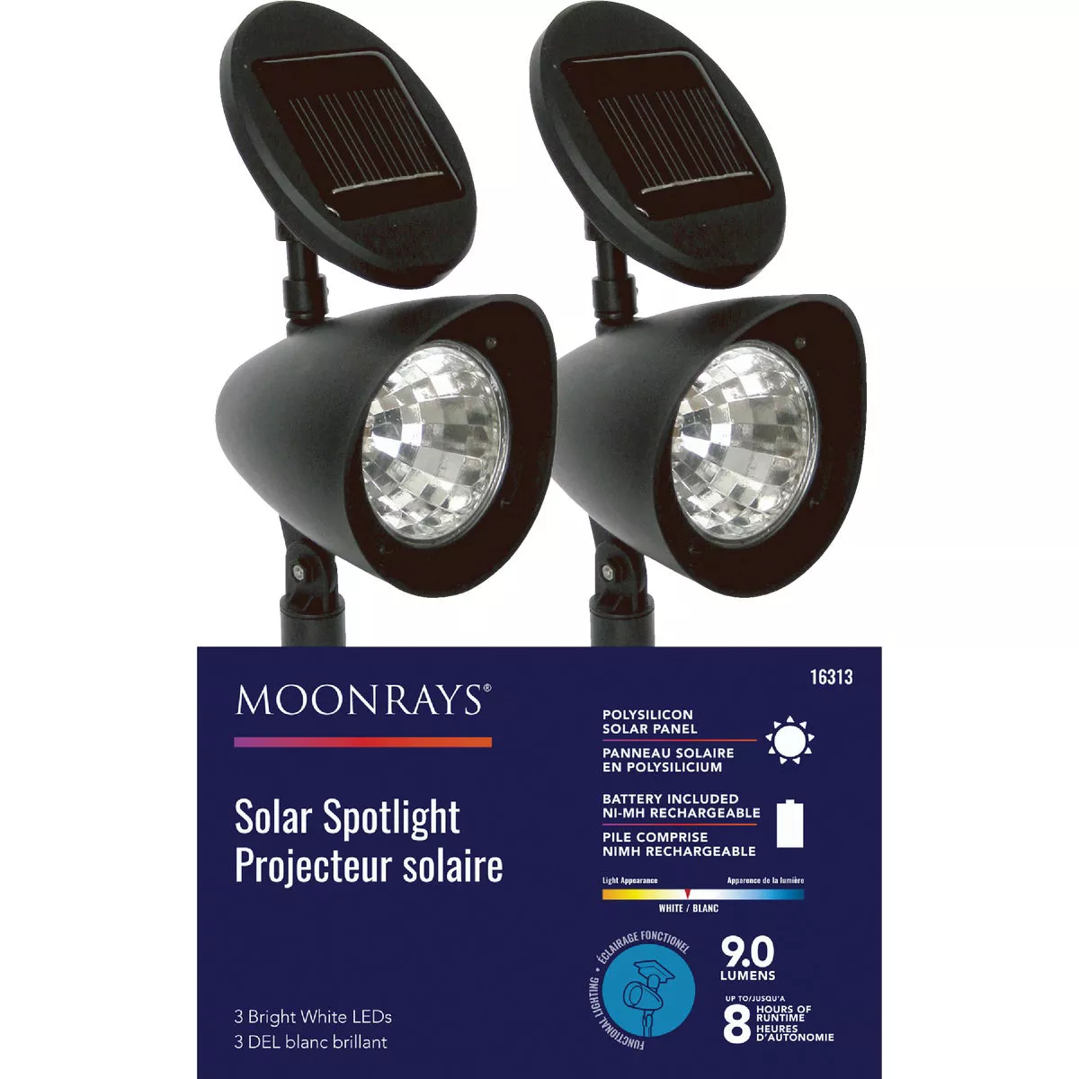 Moonrays Black Plastic Solar Spotlight