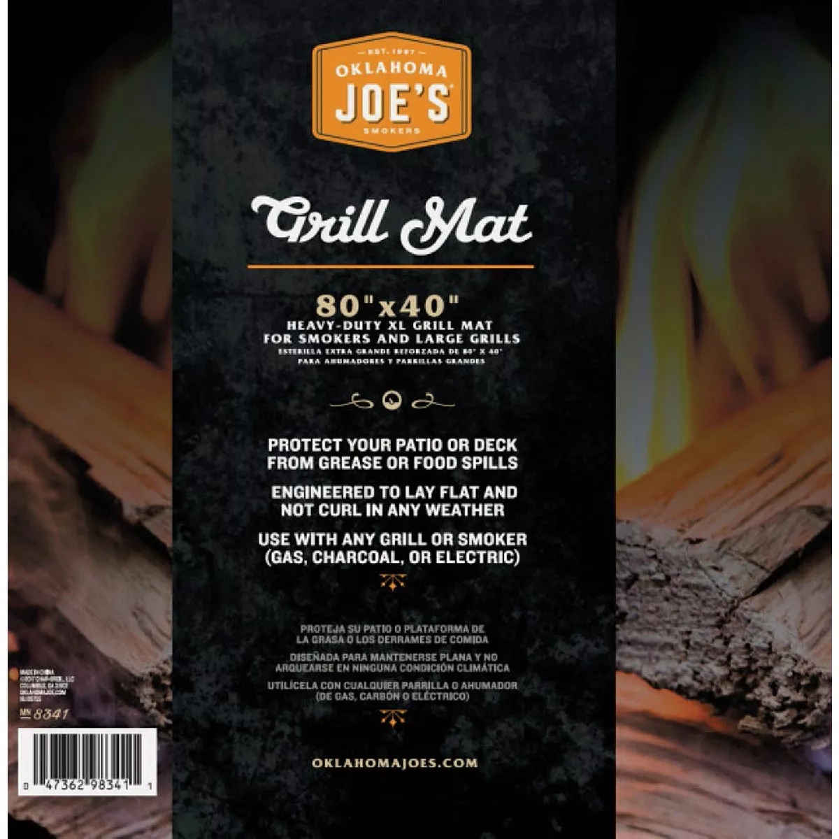 Oklahoma Joe's 40 In. W. x 80 In. L. Black & Orange XL Smoker Mat ...